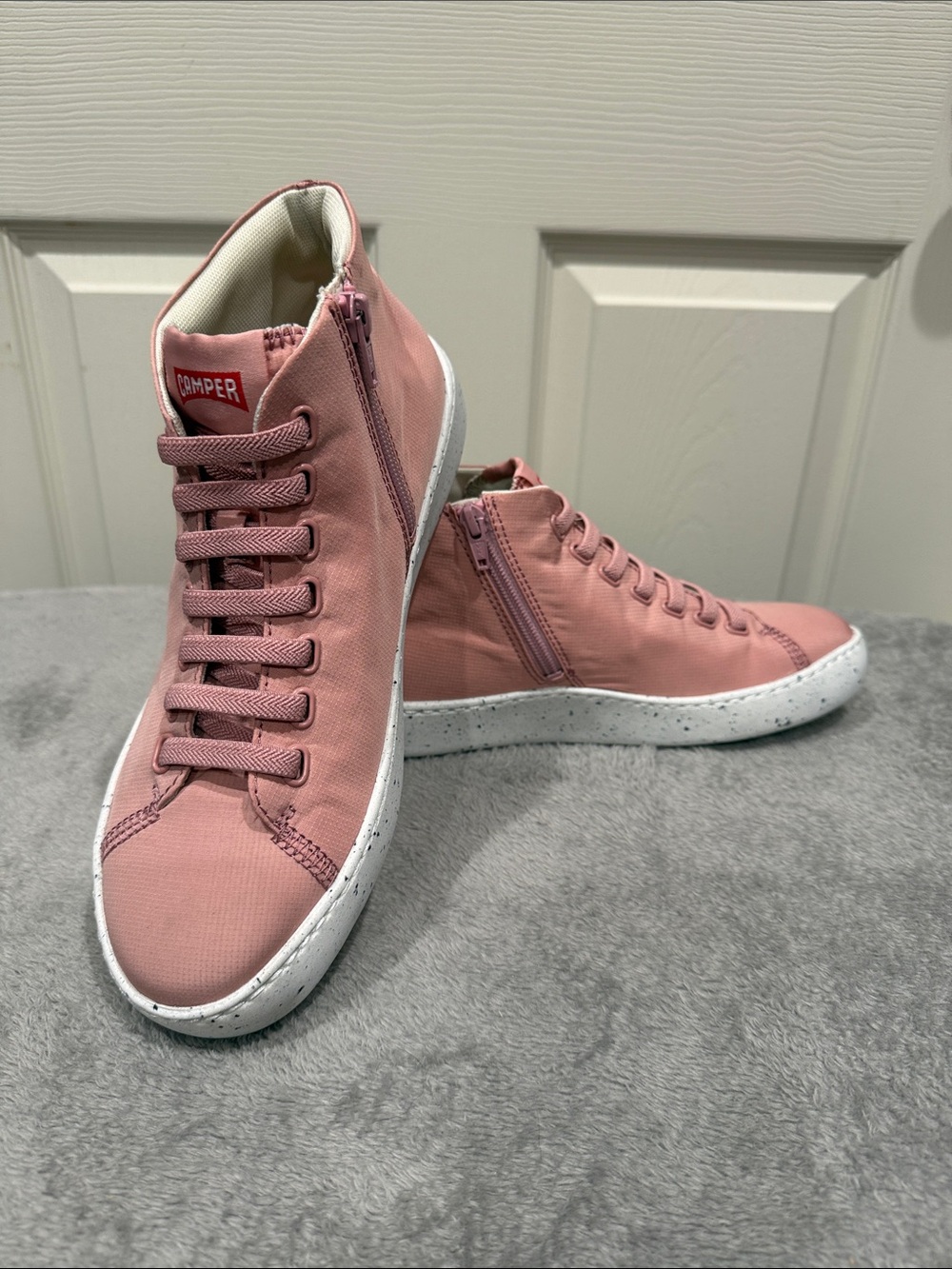 NWOT Camper Pink High-Top Side-Zip Sneakers